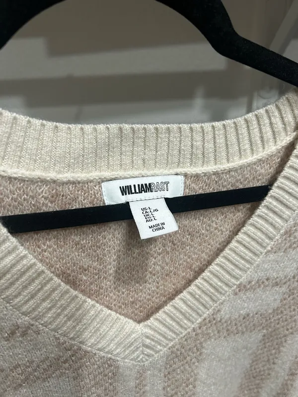William Rast Cream and Beige V‑Neck Knit Sweater Vest - Image 2