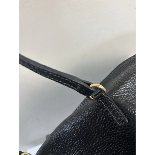 Furla Black Pebbled Leather Large Tote Bag Gold Hardware F Lock Charm - Image 14
