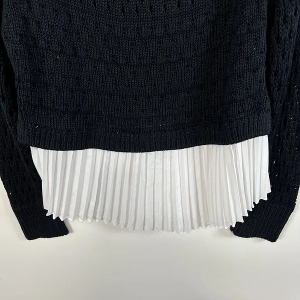 Anthropologie Maeve sweater‎ women's Medium blue white open fisherman knit work - Image 9