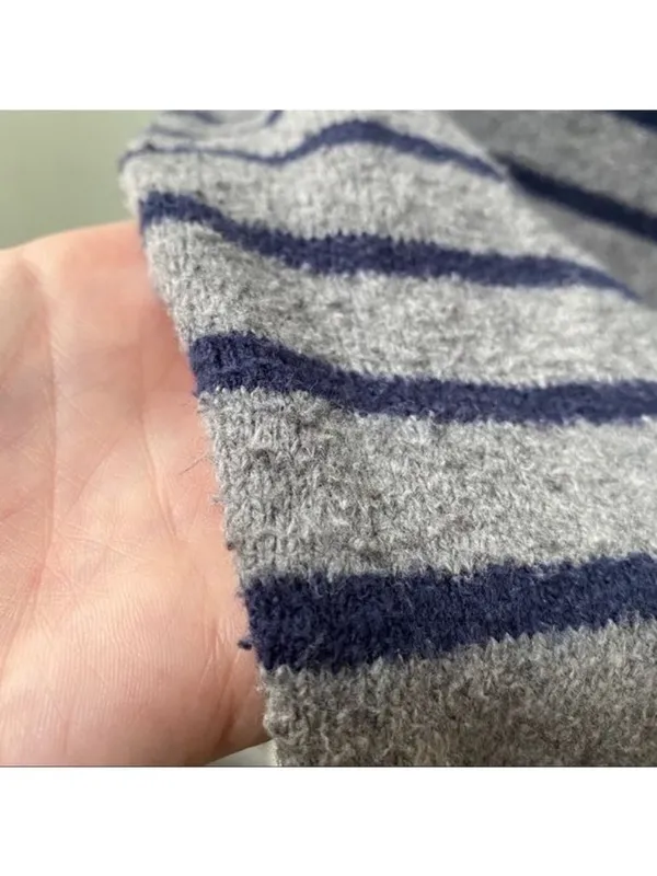 Gap Gray and Navy Stripe V Neck Sweater - Image 5