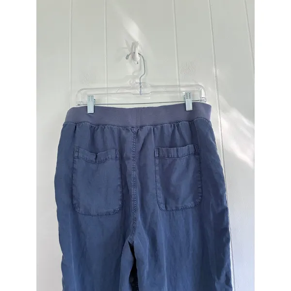 Faherty Brand Arlie Day Pants Navy Blue Linen Tencel Joggers Women Large - Image 4