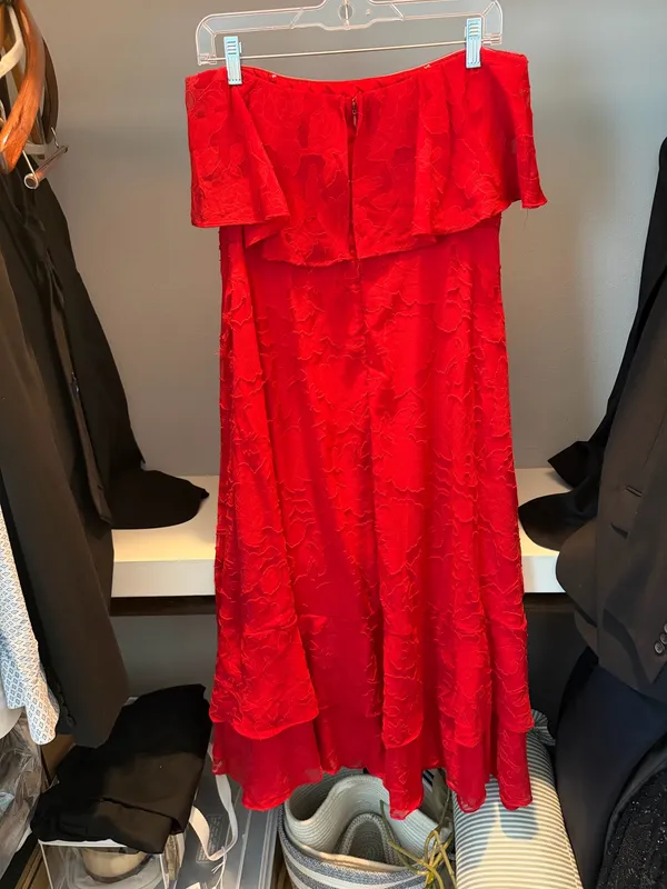 Lulus Red Midi Strapless Dress Floral - Image 4