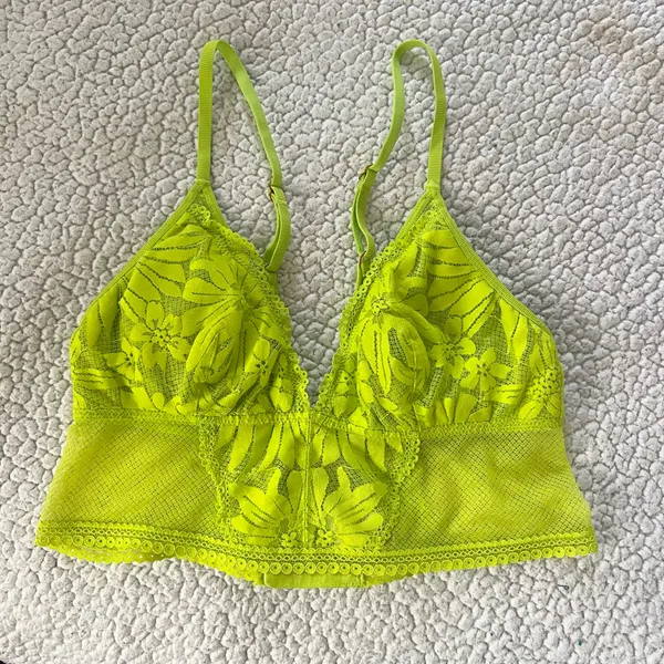 Aerie Hibiscus Lace Padded Longline Bralette Lime green - Image 2