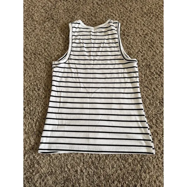 No Boundaries Women's Black White Stripped Ribbed Tank‎ Top Size Large - Image 5