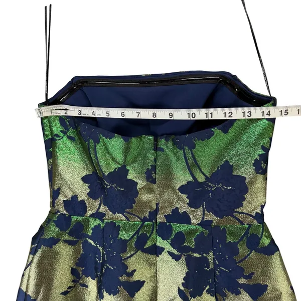 Katie May Valerie Metallic Floral Strapless Mini Dress Womens S Emerald Garden - Image 9