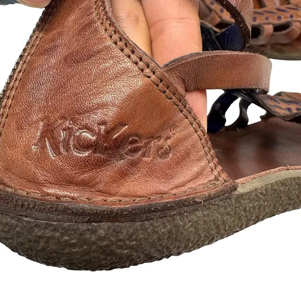 Kickers Women's Brown Leather Gladiator Sandals‎ Back Zip Strappy Retro Boho 41 Size 9 - Image 5
