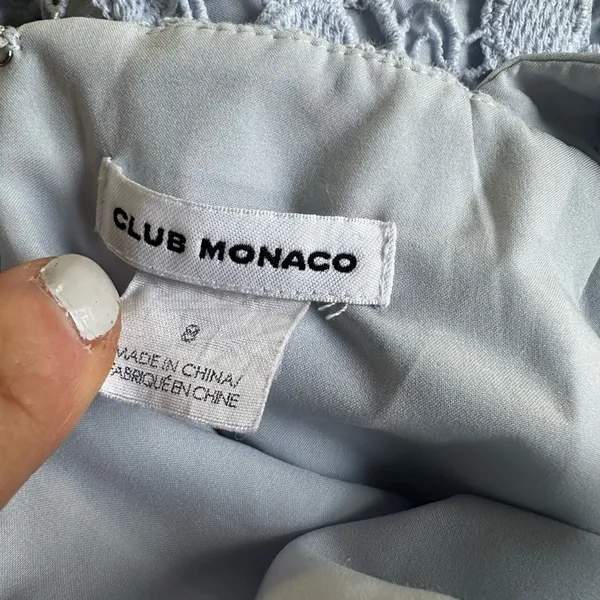 Club Monaco Powder Blue Crochet Lace Mini Dress Resortwear Vacation Coquette - Image 5