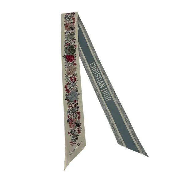 Christian Dior Toile de Jouy‎ Floral Silk Mitzah Scarf Beige Multicolor - Image 3