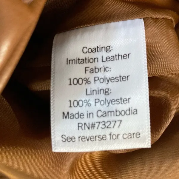 Nine West Womens Faux Leather Moto Jacket Cognac Brown Asymmetrical Zip Small - Image 5