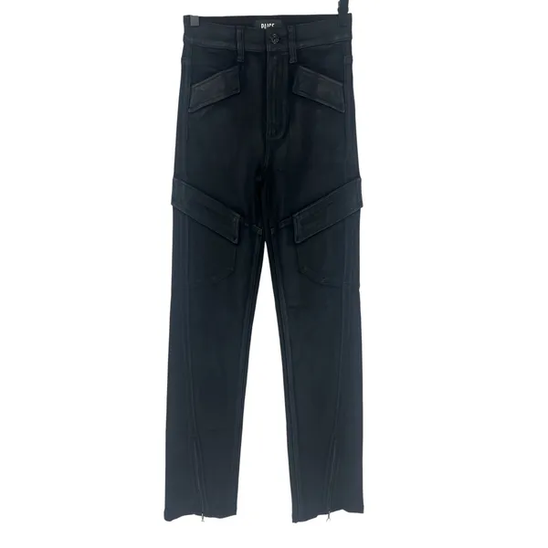 PAIGE Stella Black Coated Cargo Straight Leg Pants Size‎ 23 - Image 5