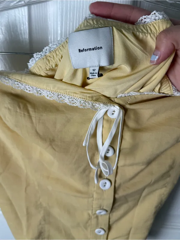 Reformation Dalia Top in Blonde Butter Yellow 12 NEW - Image 6