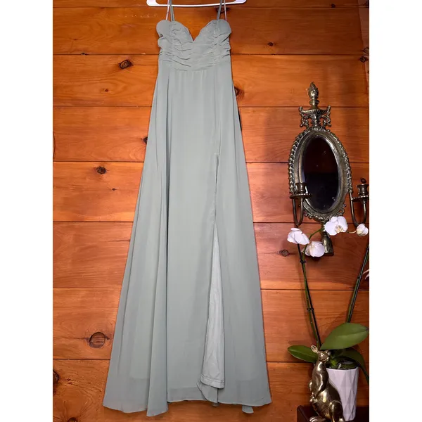 NWT Lulus Sweeney Sage Brush Sleeveless Maxi Dress Bridesmaid Gala Banquet Sz S - Image 2
