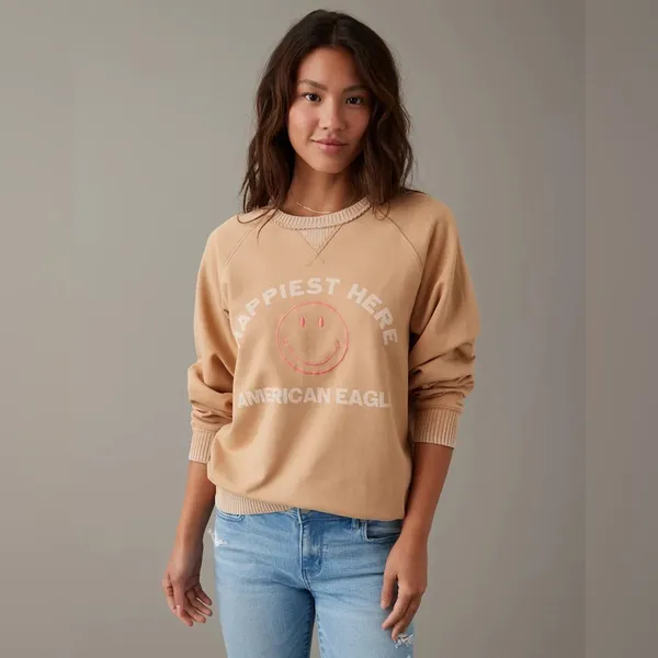 American Eagle Brown Funday‎ Graphic Raglan-Sleeve Sweatshirt - Image 10