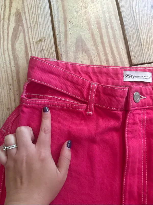 Zara Hot Pink Contrast Stitch Pants size 6 - Image 2