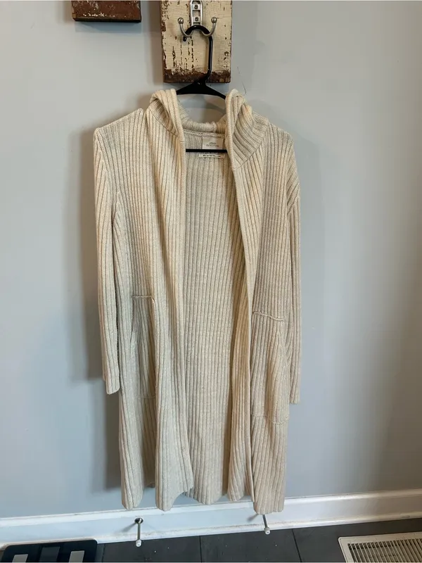 Urban Outfitters Out From Under Poppy Ribbed Knit Hooded Cardigan in Cream - Image 2