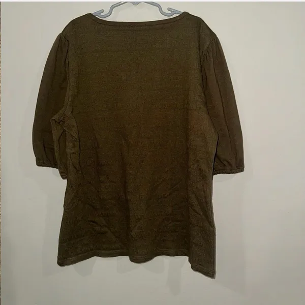 TALBOTS Petite Women’s Size‎ Small Top In Olive Green - Image 5