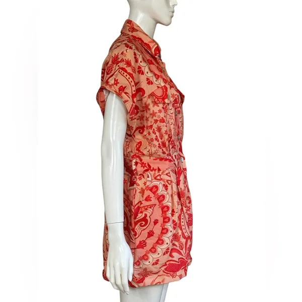 Farm Rio Jaipur Floral Paisley Linen Romper Size Medium - Image 4
