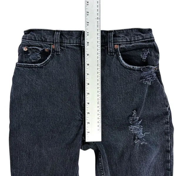 Abercrombie The 90s Straight Ultra High Rise Black Distressed‎ Jeans Size 4 / 27 - Image 6