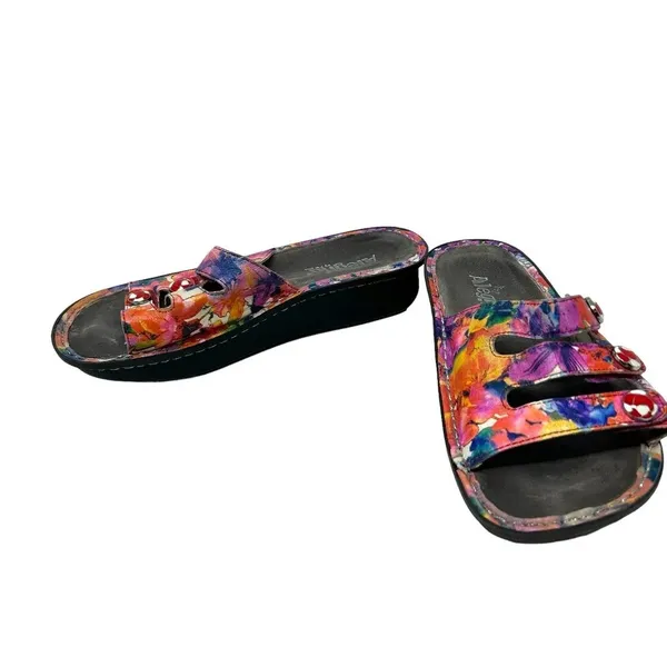 Alegria Fiona Slide Sandals Strap Leather Floral Multicolor Size 38 US 8 - 8.5‎ - Image 5