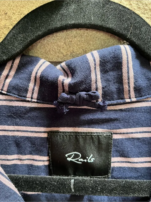 Rails Camden Stripe Navy Button Up Blouse Top Small - Image 4