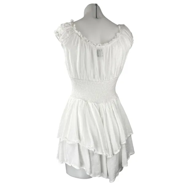 Princess Polly White Short Sleeve Ruffle Smocked Tiered Romper Shorts Size 8 - Image 2