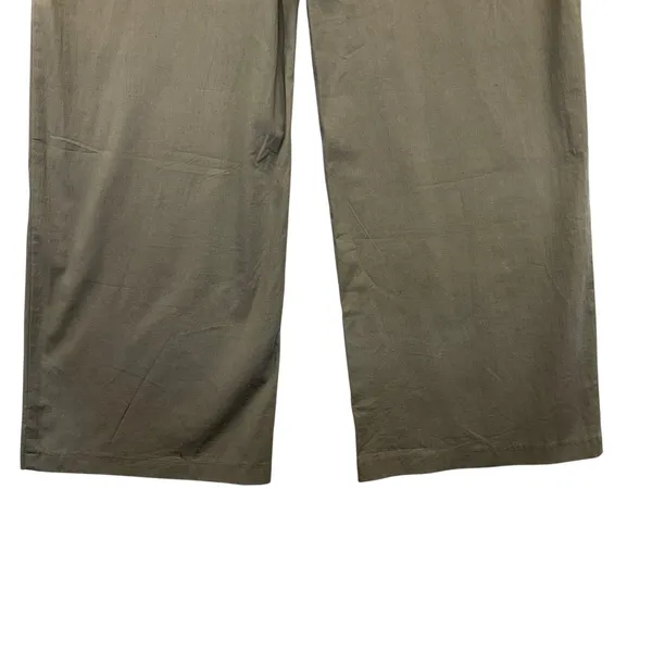 WHITE FOX Olive Green Wide Leg‎ Pants Tie Waist Drawstring Cargo Style - Image 7
