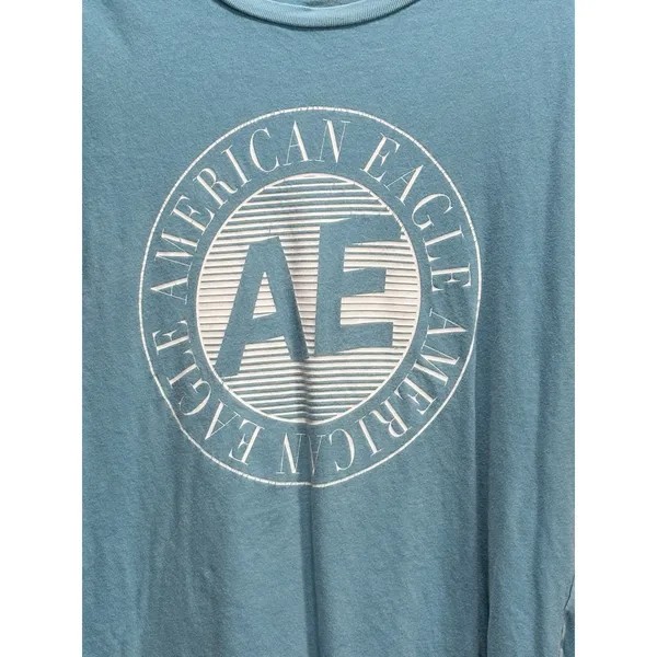 American Eagle Teal/White Graphic Logo‎ Short Sleeve T-Shirt Size XS Crew Neck - Image 2