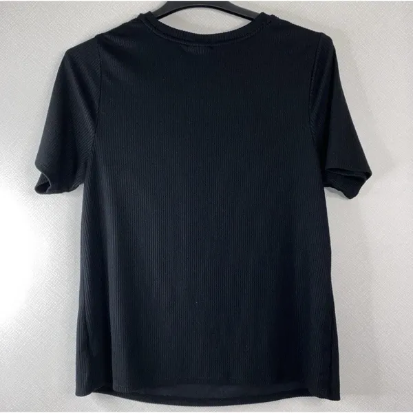 Ava &‎ Viv Cutout Top Womens 1X Black Ribbed Short Sleeve Plus Sz Stretch Blouse - Image 2
