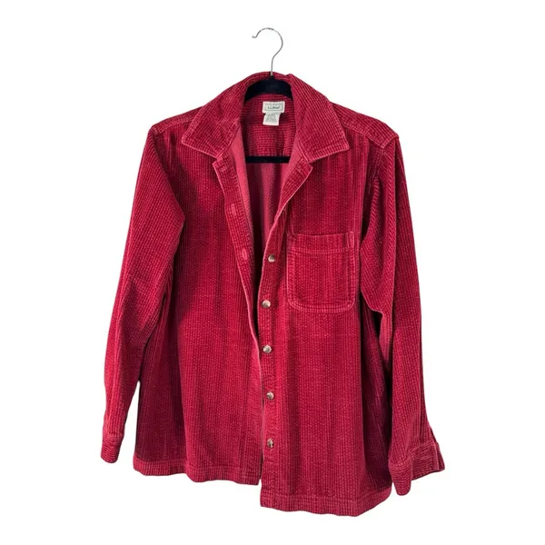 LL Bean Red Corduroy Shirt Jacket Shacket Womens S Casual Classic Cotton Fall - Image 2