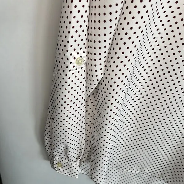 LOFT White and Purple Long Sleeve Blouse - Image 5