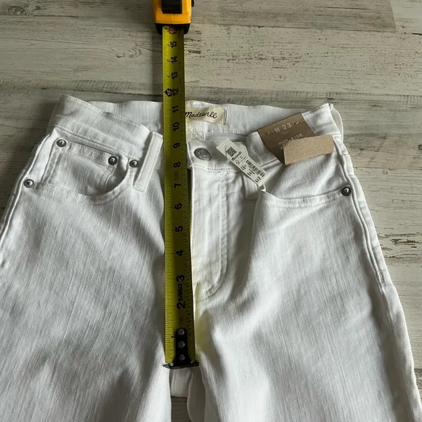NWT Madewell Kick‎ Out Crop Jeans White Stretch Denim Jeans NI961 - Image 12