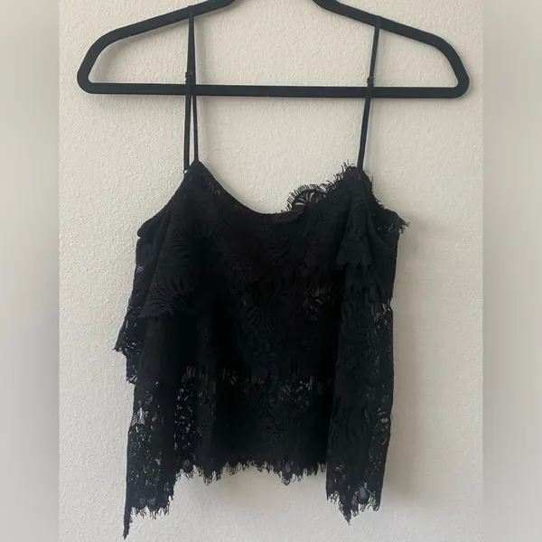 The Kooples Sport Flower Relief Lace Cami Y2K Cropped Tank Floral Detail - Image 8