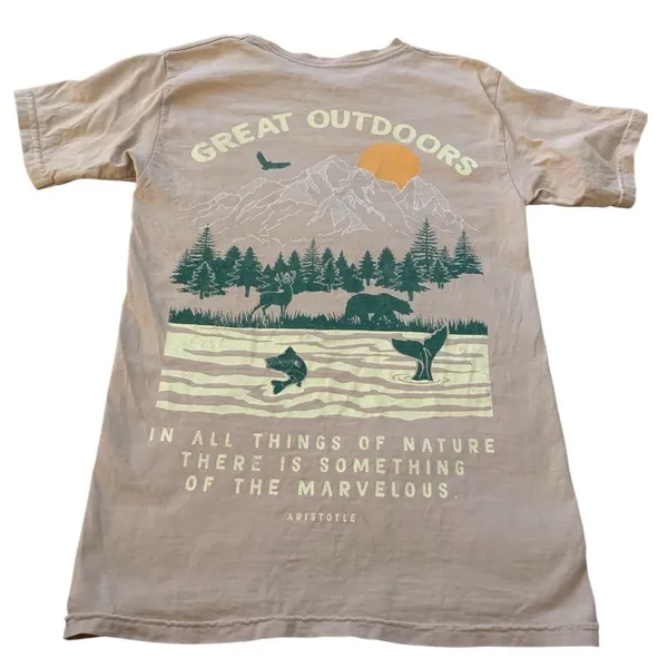 PacSun Graphic T-Shirt Womens Small Tan Great Outdoors Nature Gorpcore Aesthetic - Image 3