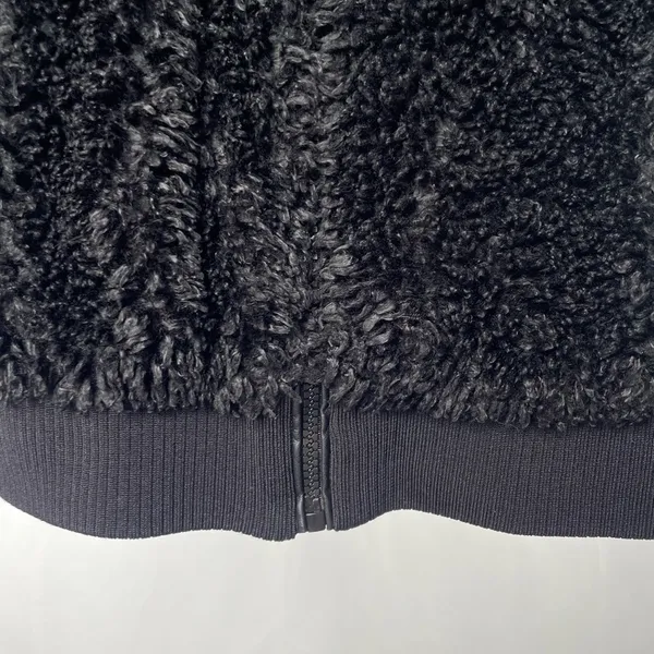 Zara Cropped Teddy Full Zip‎ Jacket in Black Size Large - Image 3
