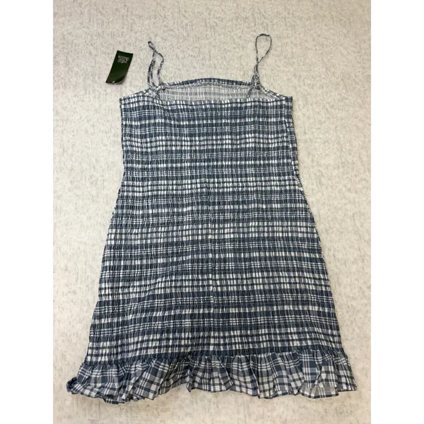 Wild Fable Slate Blue Plaid Smocked Ruffle Mini Dress Large‎ NWT - Image 4