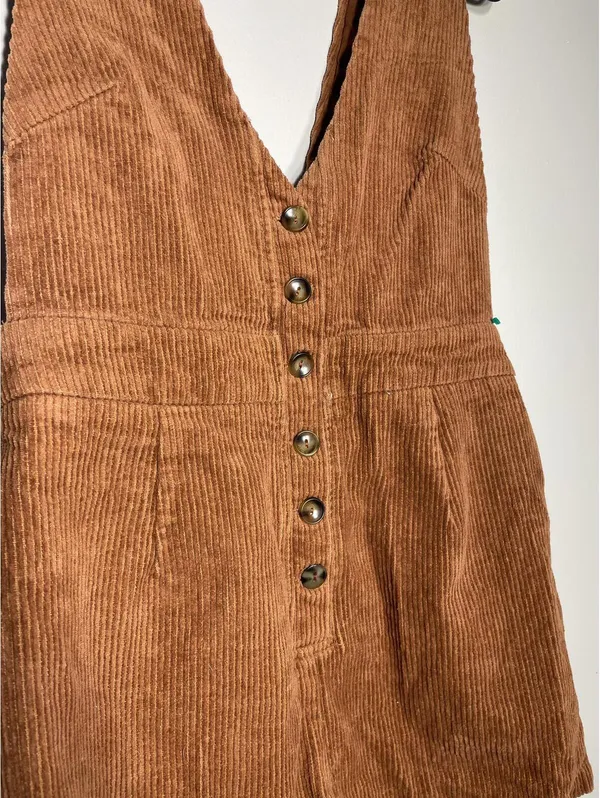 Lulus Adorable Autumn Corduroy Romper Rust Orange 70 Retro M - Image 7