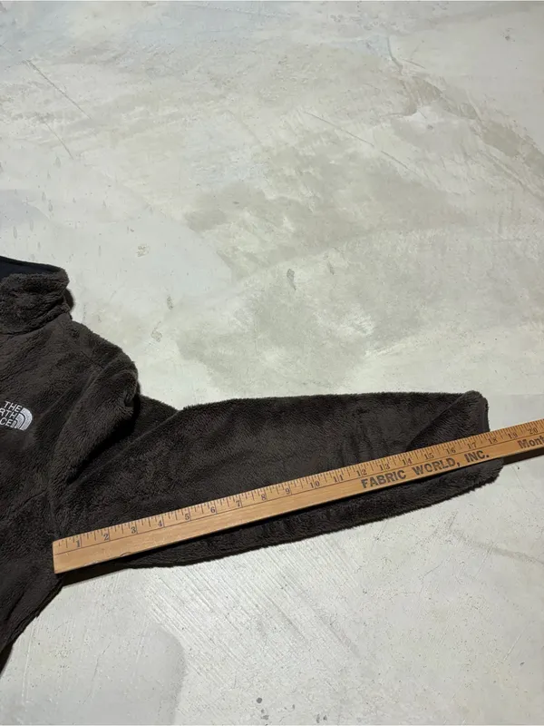 The North Face Dark Brown Plush Full-Zip Fleece Jacket small - Image 3