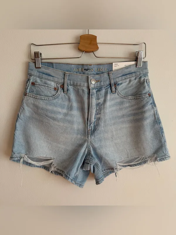 NWT American Eagle Strigid Relaxed Denim Shorts Light Wash Distressed Size 6 28W - Image 8