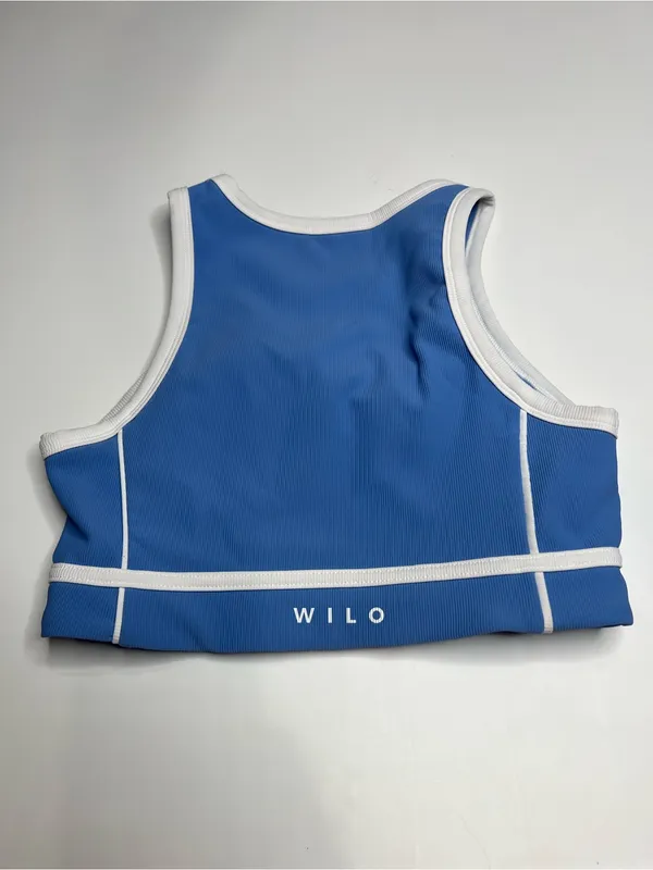 Wilo Blue Crop Top with White Trim size small - Image 2