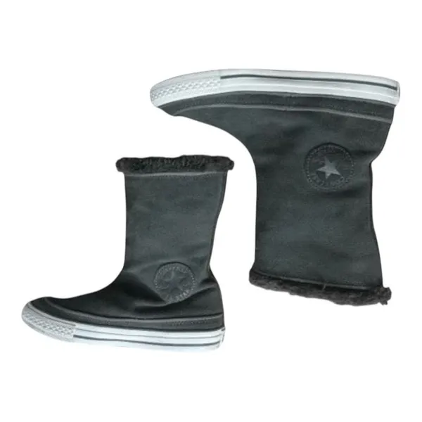 Converse Beverly Boots Grey Suede Women Size 6.5 Leather Winter Faux-Fur Collar - Image 6