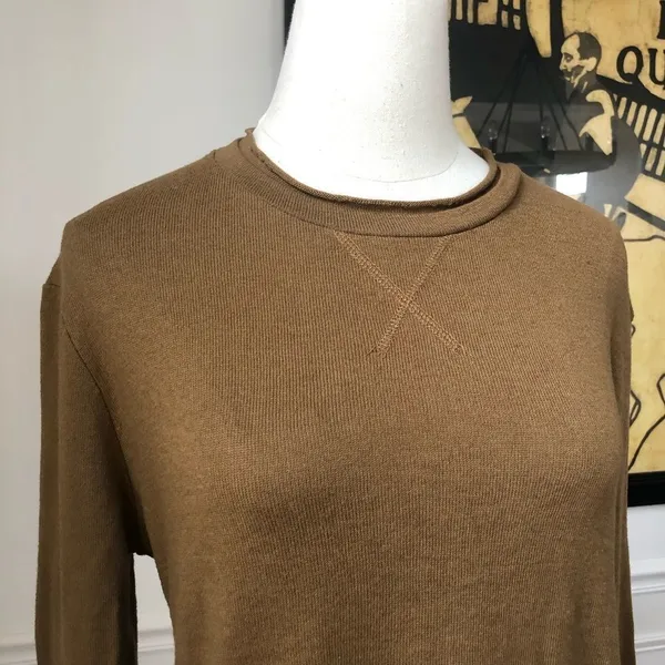 Zara Lightweight Raw Roll Edge Sweater S - Image 4