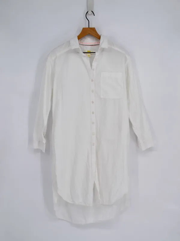 Anthropologie Maeve White Cotton Button Down Shirt Tunic S - Image 2