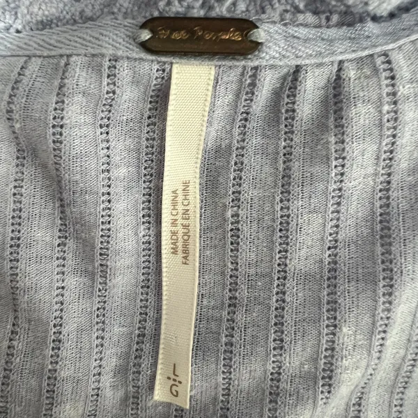 Free People Linen Blend Bohemian Cropped Lavender Women's Boxy Top Size Large - Image 2