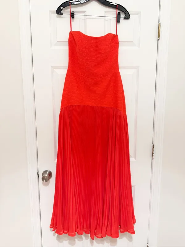 Alexis Sunniva Dress Strapless Formal Gown Pleated red sz 4 - Image 7