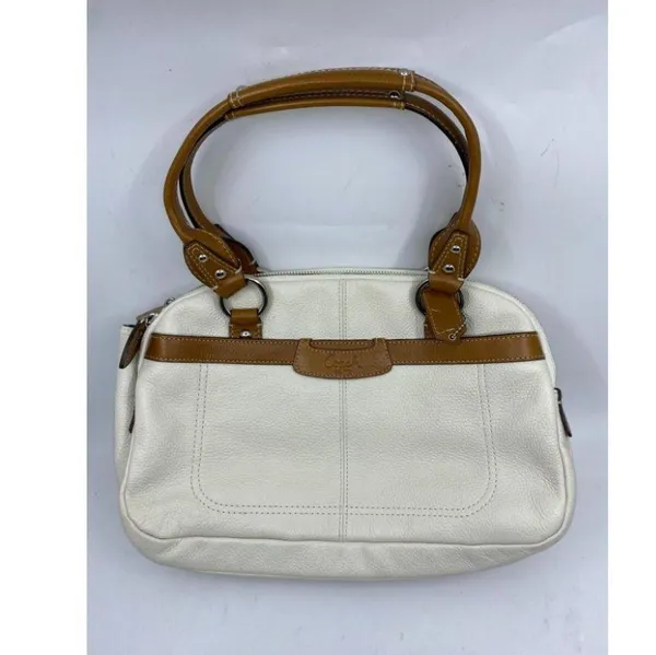 Coach Leather Medium Size White Brown Shoulder Bag - Image 2