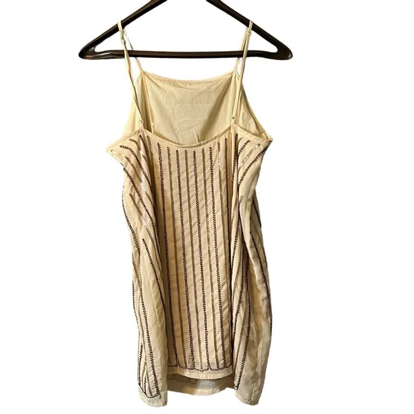 Tobi NWT Tan Sequin Spaghetti Strap Dress Size Medium‎ Party Chic Retro Evening - Image 2