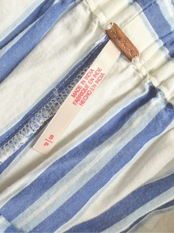 Free People Get Free Striped Pull On Shorts White Blue Striped Small - Image 4