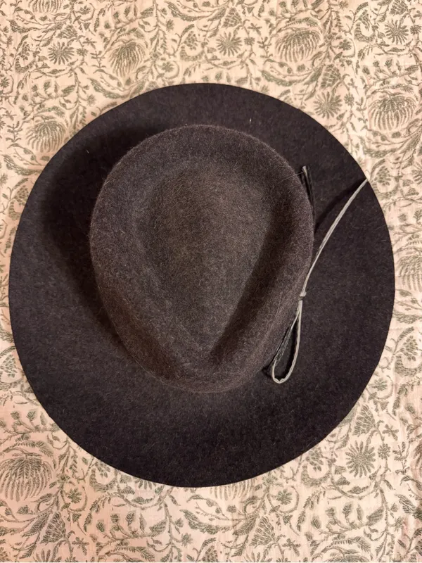 Michael Stars Black Wool Felt Fedora with Leather Tie - Image 2