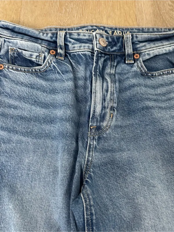 American Eagle Distressed Mom Jean Blue Denim Jeans - Image 3