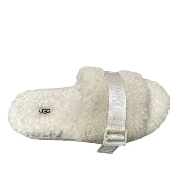 Ugg Fluffita slide‎ on off-white Sherpa sheepskin slippers womens 9 lug sole - Image 6